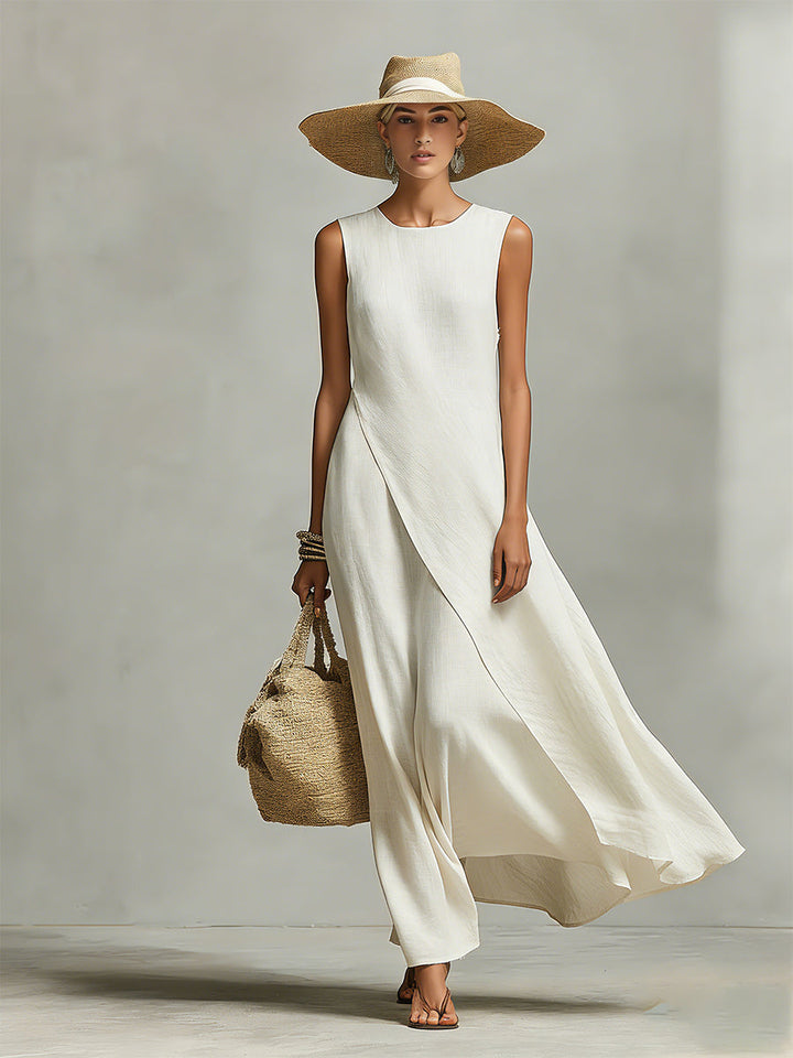 Leinenoptik_Maxikleid_fuer_Damen_rmellos_mit_weitem_Schnitt_2
