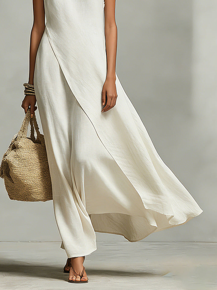 Leinenoptik_Maxikleid_fuer_Damen_rmellos_mit_weitem_Schnitt_4