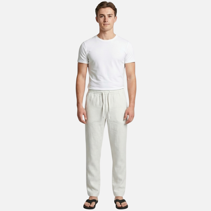 Linen Hose mit Elastischem Bund und Seitentaschen für Männer