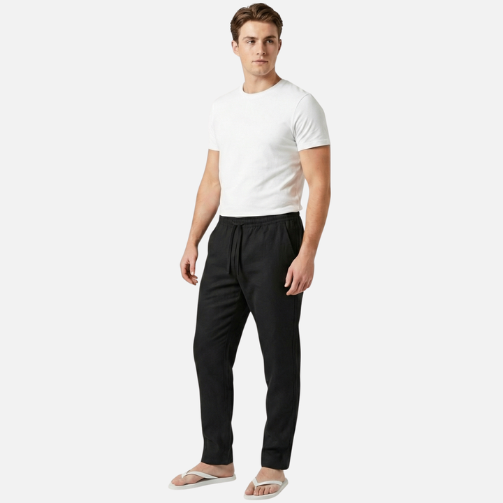 Linen Hose mit Elastischem Bund und Seitentaschen für Männer