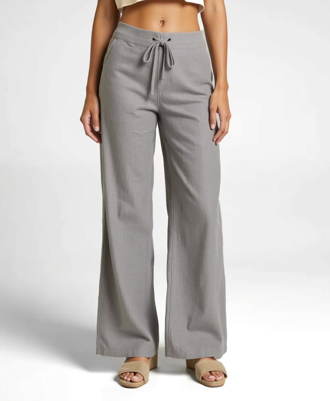 Leichte Sommerhose mit elastischem Bund und Kordelzug für Frauen
