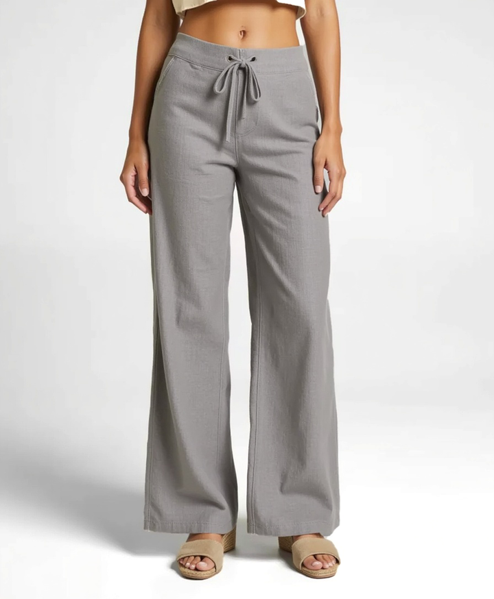 Leichte Sommerhose mit elastischem Bund und Kordelzug für Frauen