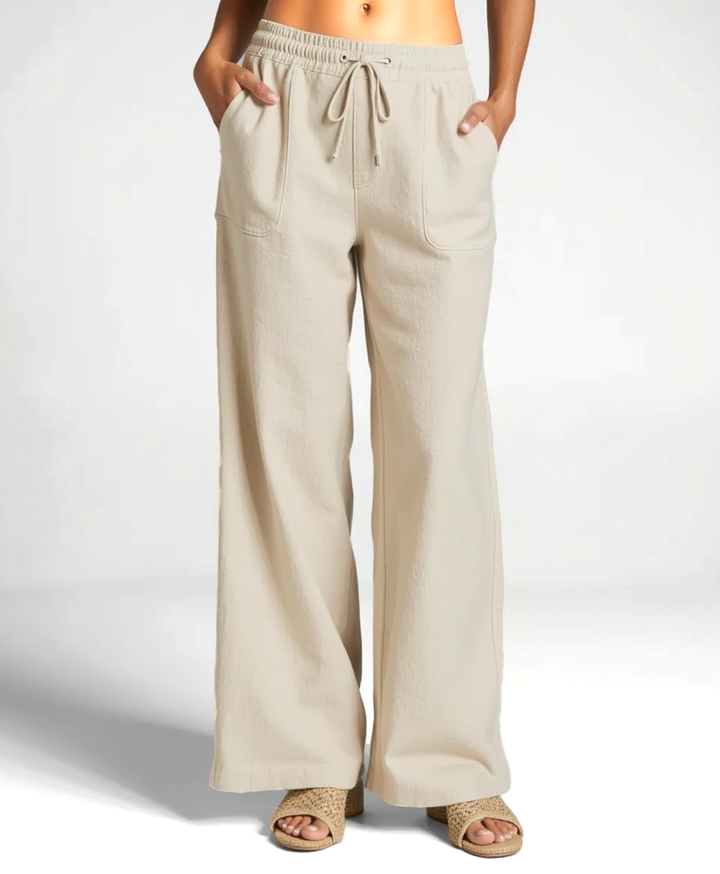 Leichte Sommerhose mit elastischem Bund und Kordelzug für Frauen