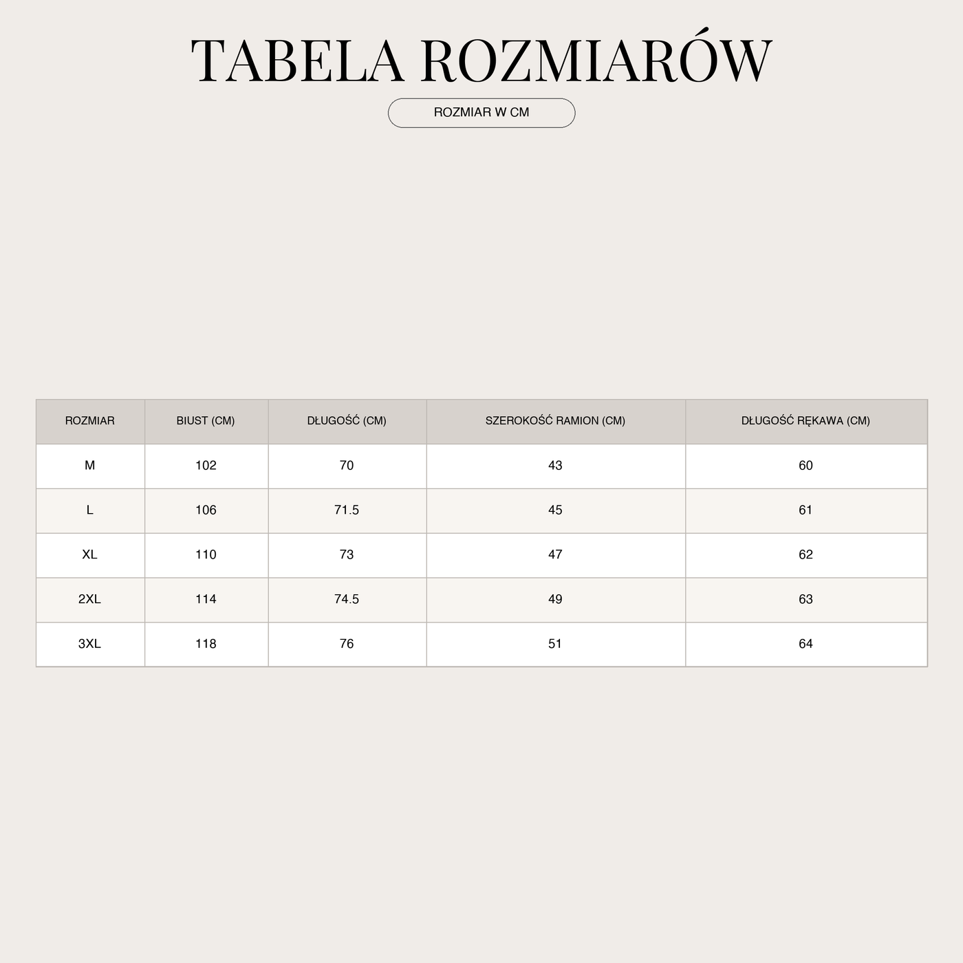 Luźna bawełniana koszula męska – Długi rękaw z klasycznym krojem size chart