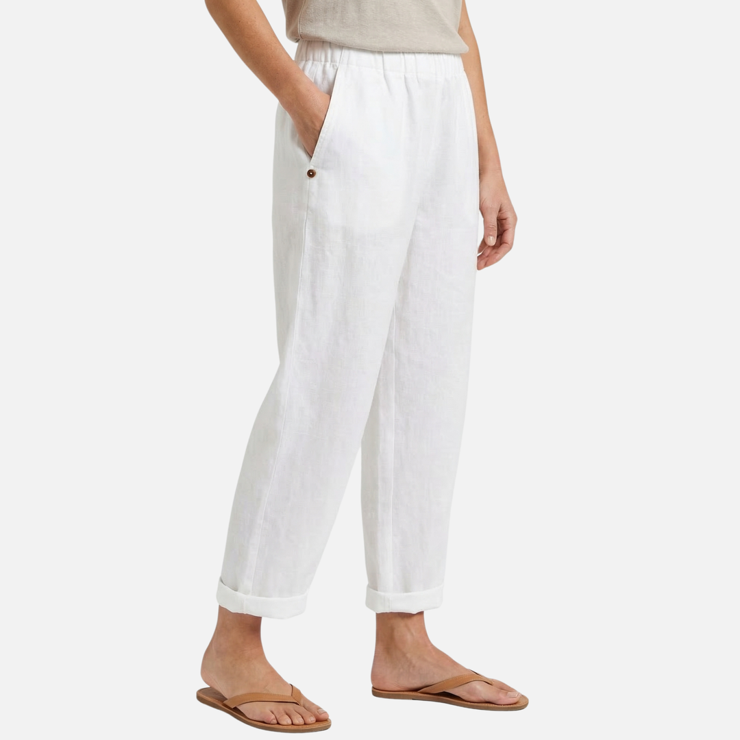 Sommer Leinen-Baumwoll Hose mit elastischem Bund für Damen