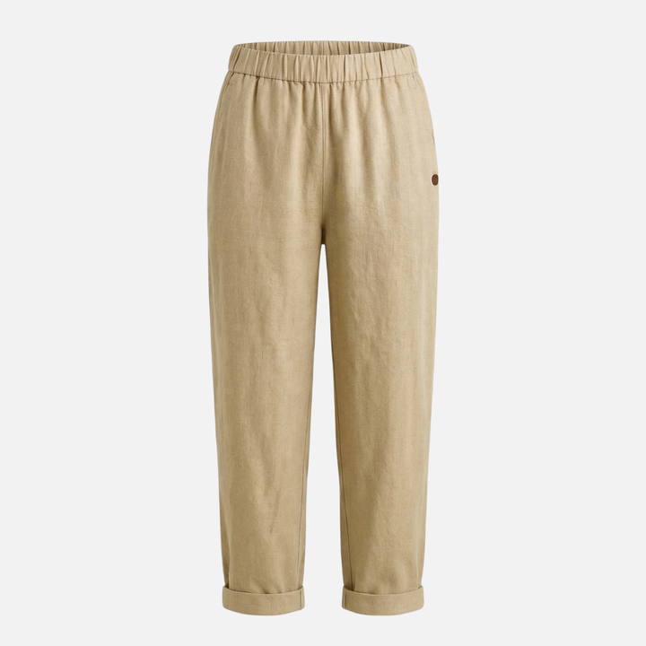 Sommer Leinen-Baumwoll Hose mit elastischem Bund für Damen