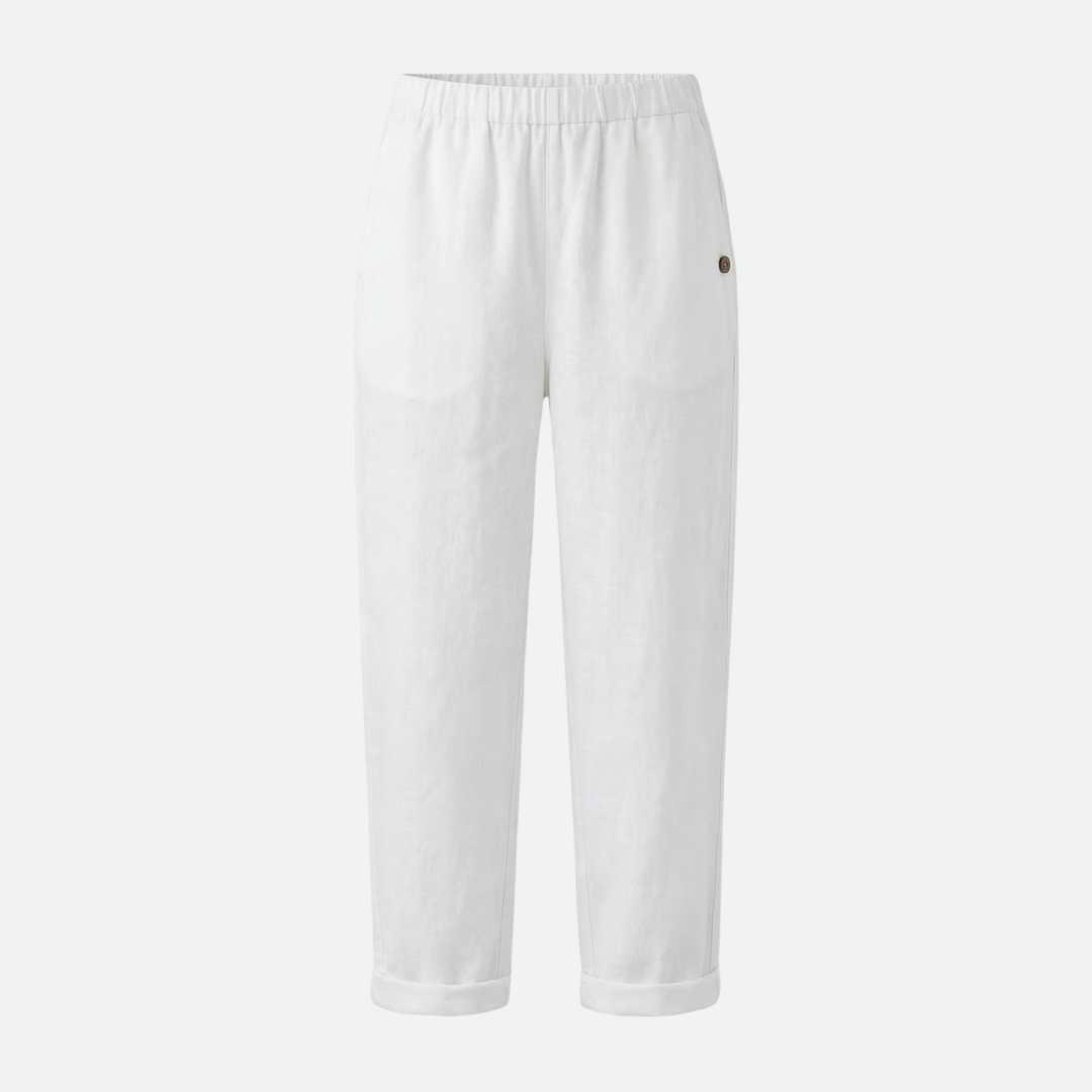 Sommer Leinen-Baumwoll Hose mit elastischem Bund für Damen