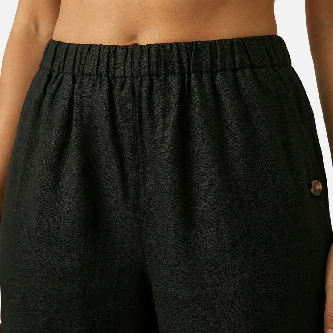 Sommer Leinen-Baumwoll Hose mit elastischem Bund für Damen