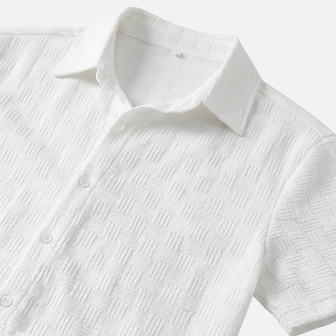 Texturiertes Baumwoll-Sommer-Set – Lockeres Hemd & Shorts mit Kordelzug für Herren