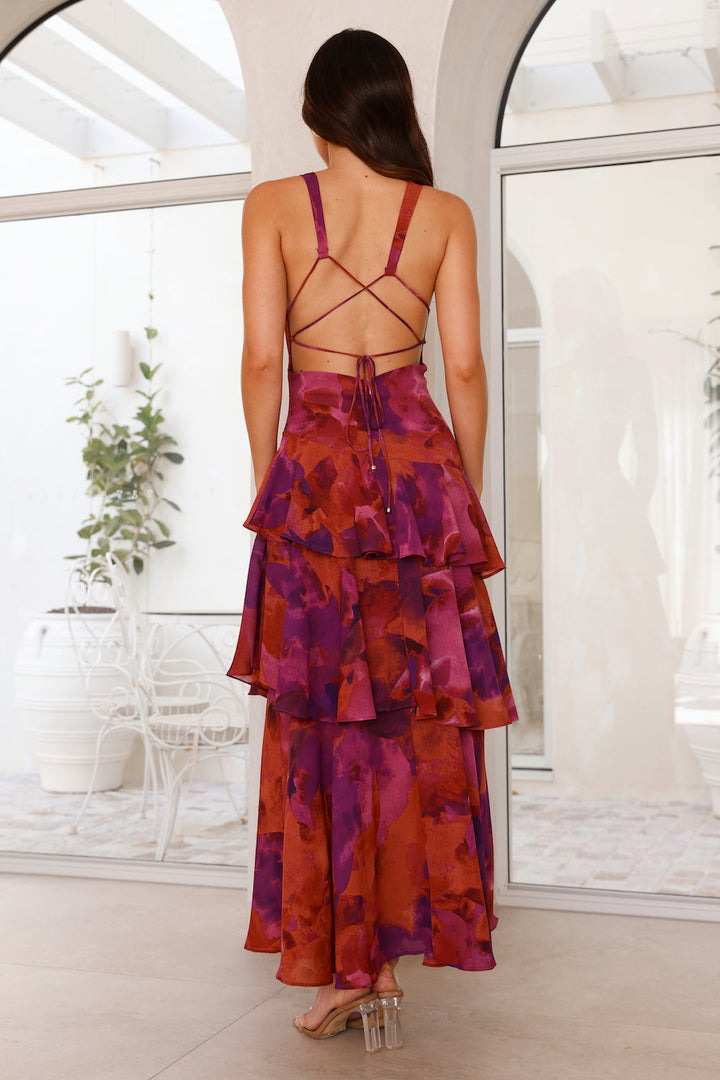 Luftiges Chiffon Maxikleid mit Blumenmuster fuer Damen 9