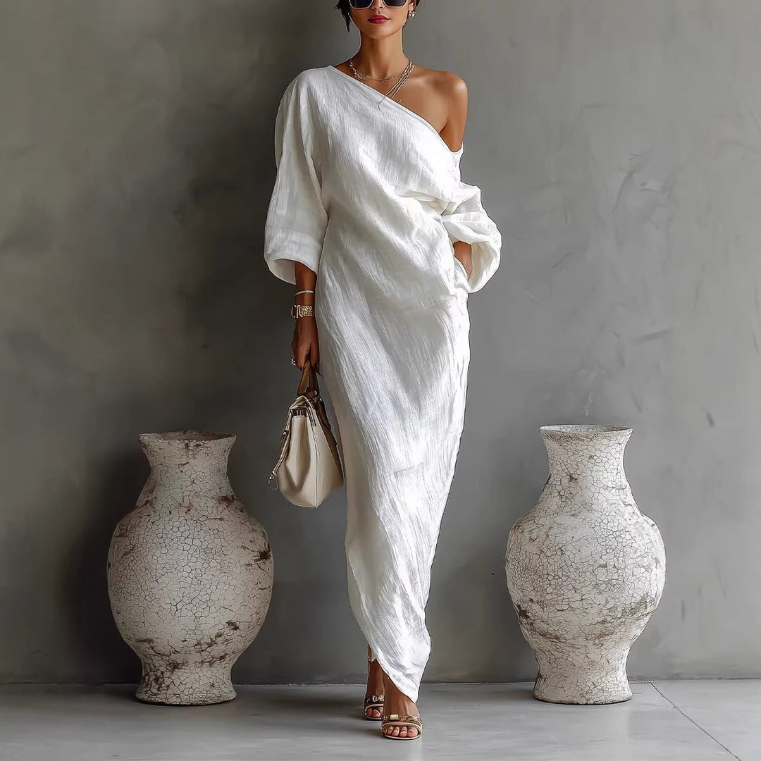 Maxi-Kleid für Damen – Off-Shoulder mit Laternenärmeln 2