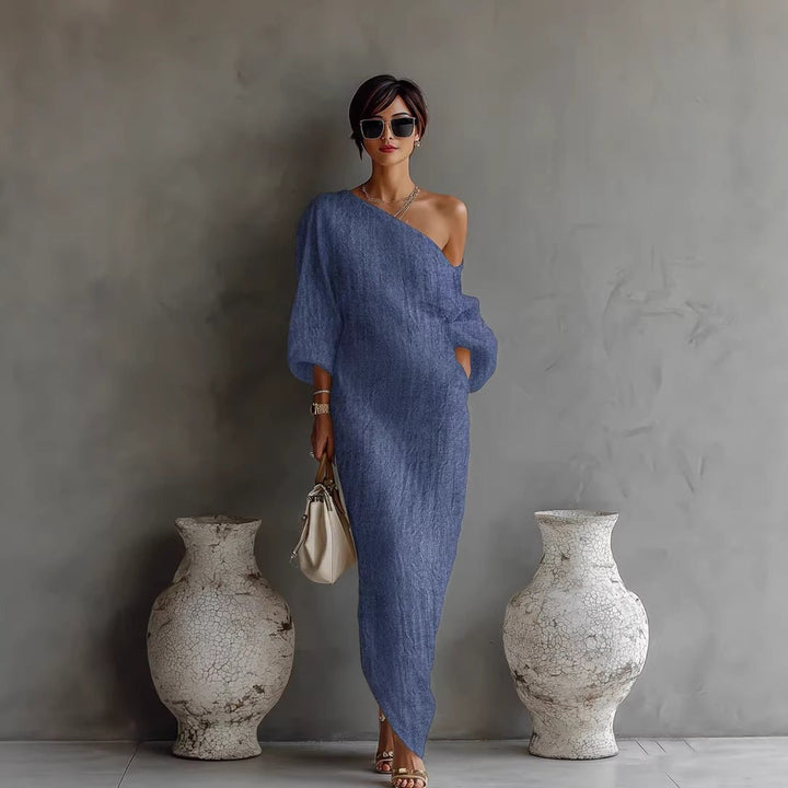 Maxi-Kleid für Damen – Off-Shoulder mit Laternenärmeln 3
