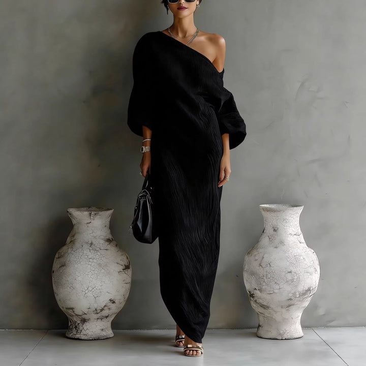 Maxi-Kleid für Damen – Off-Shoulder mit Laternenärmeln 4