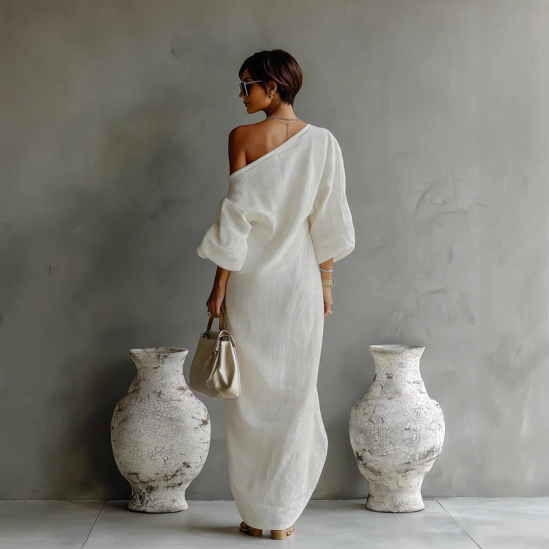 Maxi-Kleid für Damen – Off-Shoulder mit Laternenärmeln 6