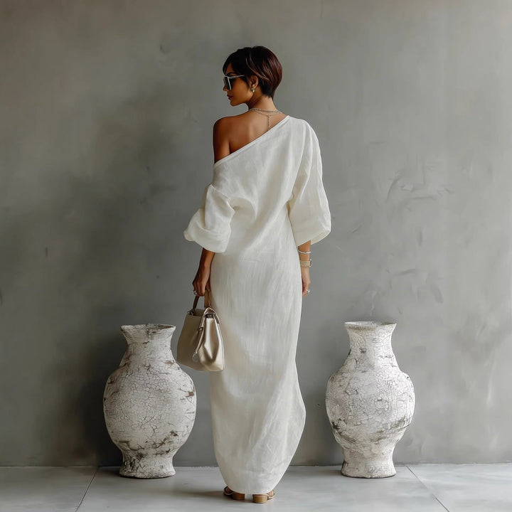 Maxi-Kleid für Damen – Off-Shoulder mit Laternenärmeln 6