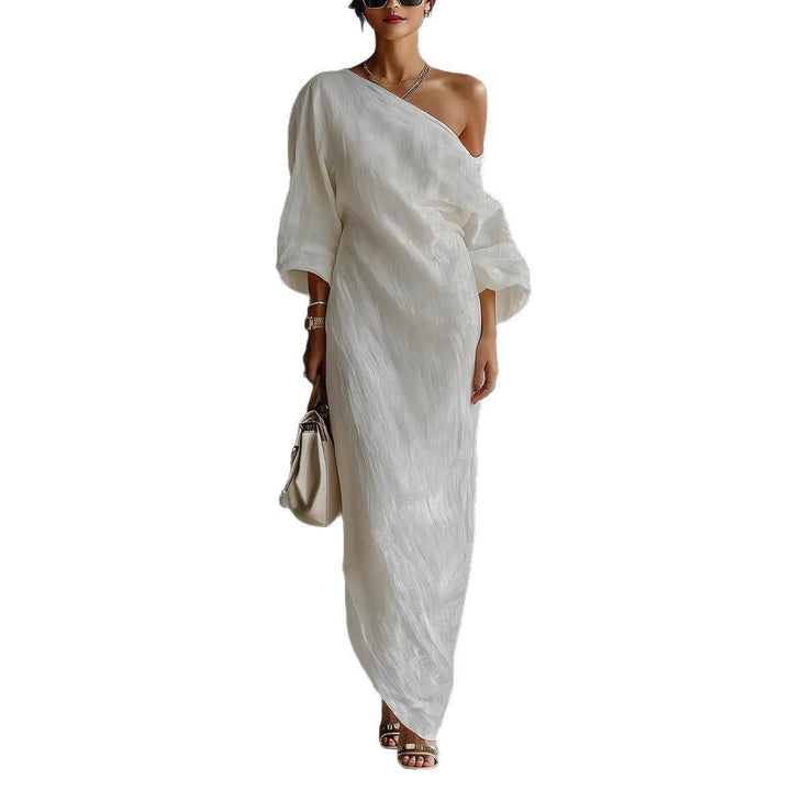 Maxi-Kleid für Damen – Off-Shoulder mit Laternenärmeln 7