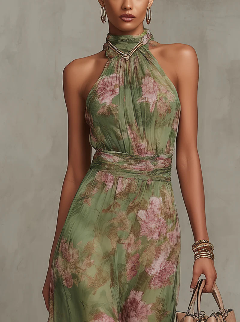 Maxikleid für Damen – Neckholder und geblümt und sommerlich 3