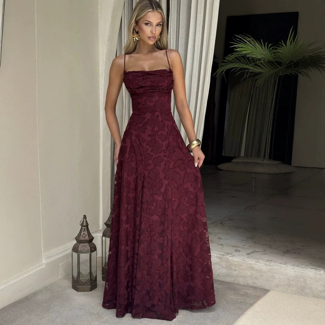 Maxikleid für Damen – mit floralen Spitzenapplikationen 1