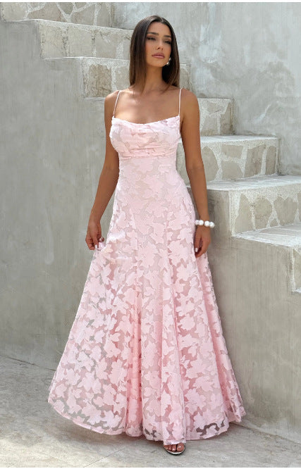 Maxikleid für Damen – mit floralen Spitzenapplikationen 10