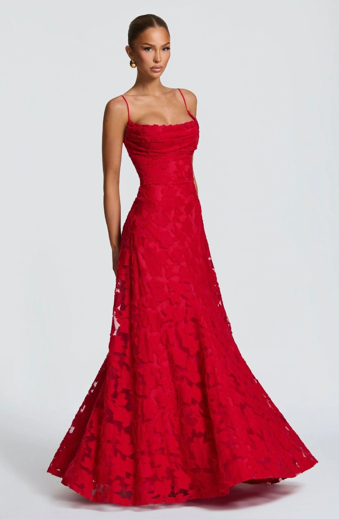 Maxikleid für Damen – mit floralen Spitzenapplikationen 14
