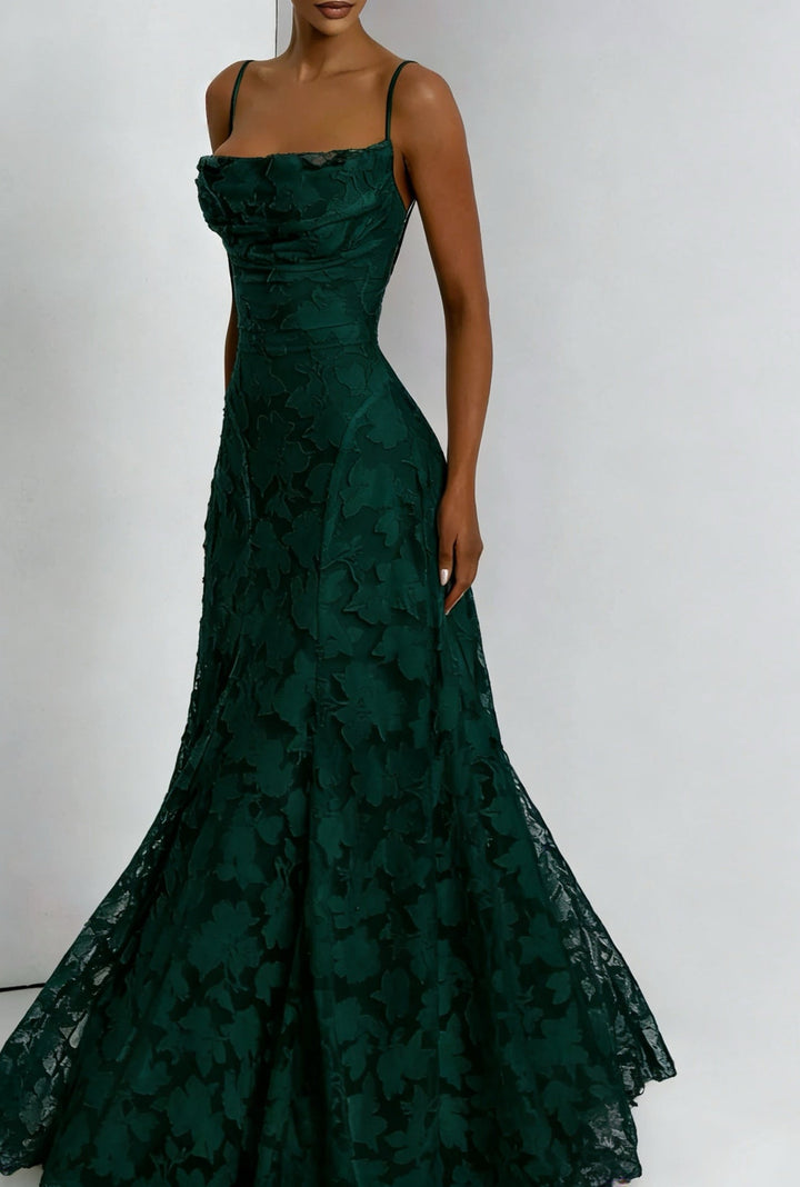 Maxikleid für Damen – mit floralen Spitzenapplikationen 15