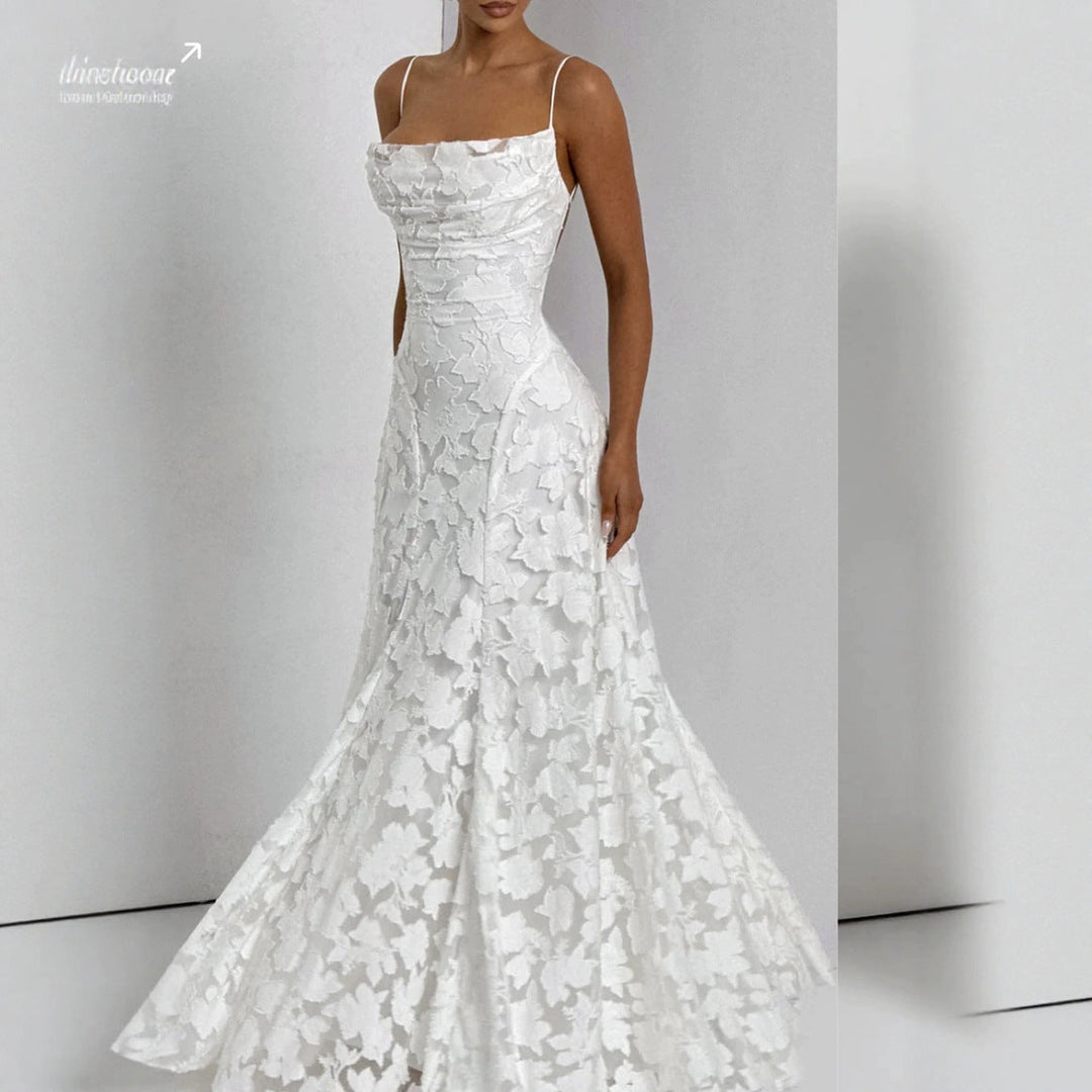 Maxikleid für Damen – mit floralen Spitzenapplikationen 17