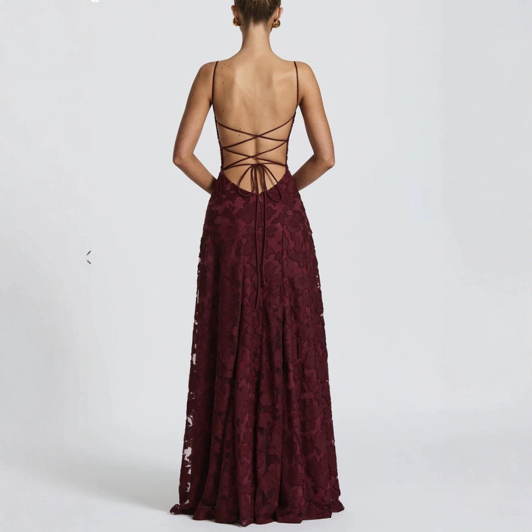 Maxikleid für Damen – mit floralen Spitzenapplikationen 2