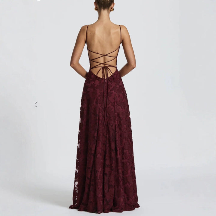 Maxikleid für Damen – mit floralen Spitzenapplikationen 2