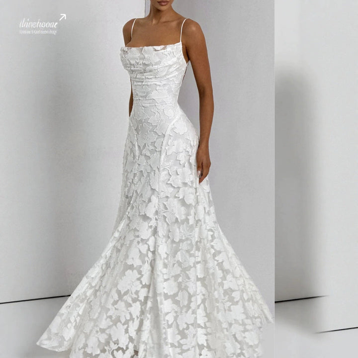Maxikleid für Damen – mit floralen Spitzenapplikationen 3