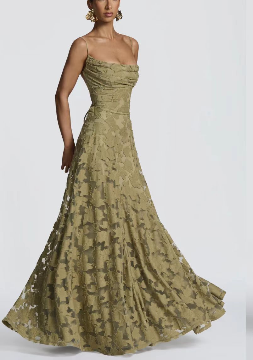 Maxikleid für Damen – mit floralen Spitzenapplikationen 6