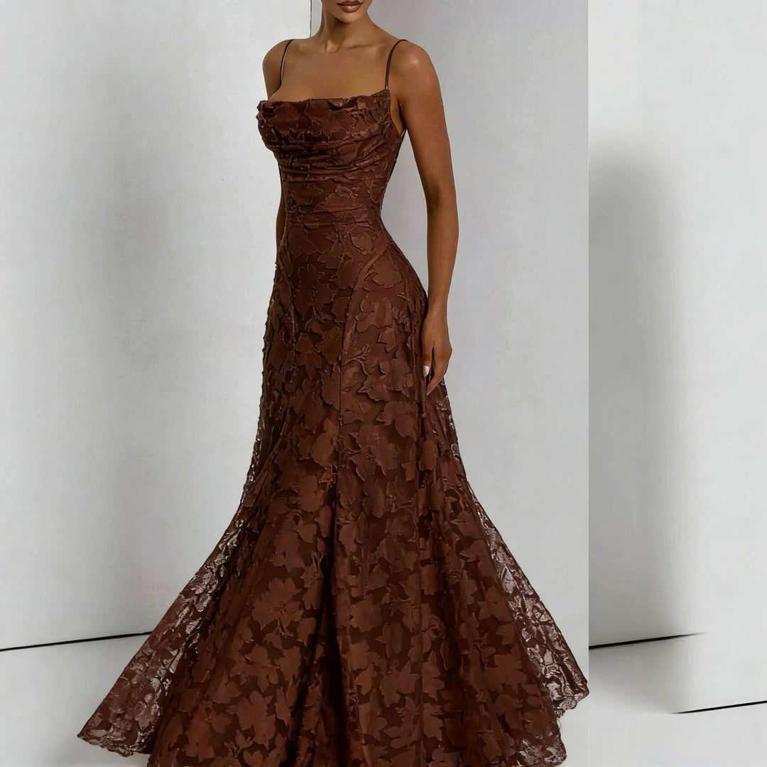 Maxikleid für Damen – mit floralen Spitzenapplikationen 7