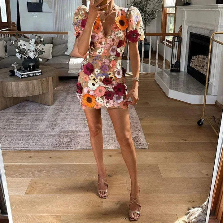 Mesh_Mini_Puff_Sleeve_Floral_Dress_Sheer_Design_for_Women_3