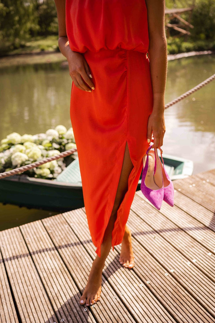 Midi-Abendkleid für Damen – Mit V-Ausschnitt und schmaler Passform 9