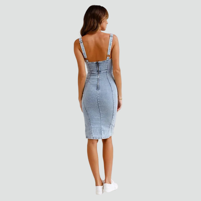 Midi-Jeanskleid für Damen – mit Korsettdesign und Beinschlitz 2