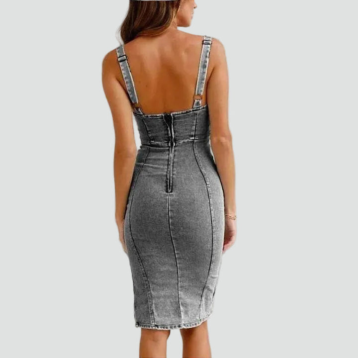 Midi-Jeanskleid für Damen – mit Korsettdesign und Beinschlitz 9