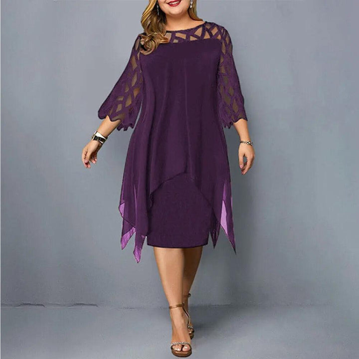 Midikleid_f_r_Damen_Spitze_mit_Geometrischem_Ausschnitt_2