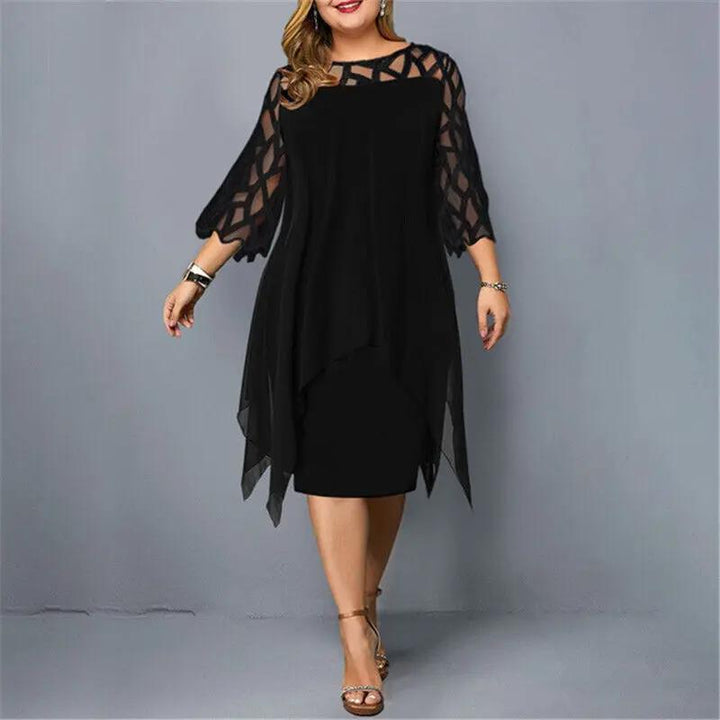 Midikleid_f_r_Damen_Spitze_mit_Geometrischem_Ausschnitt_5