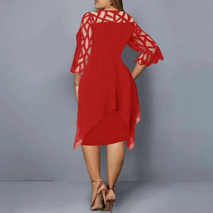 Midikleid_f_r_Damen_Spitze_mit_Geometrischem_Ausschnitt_back