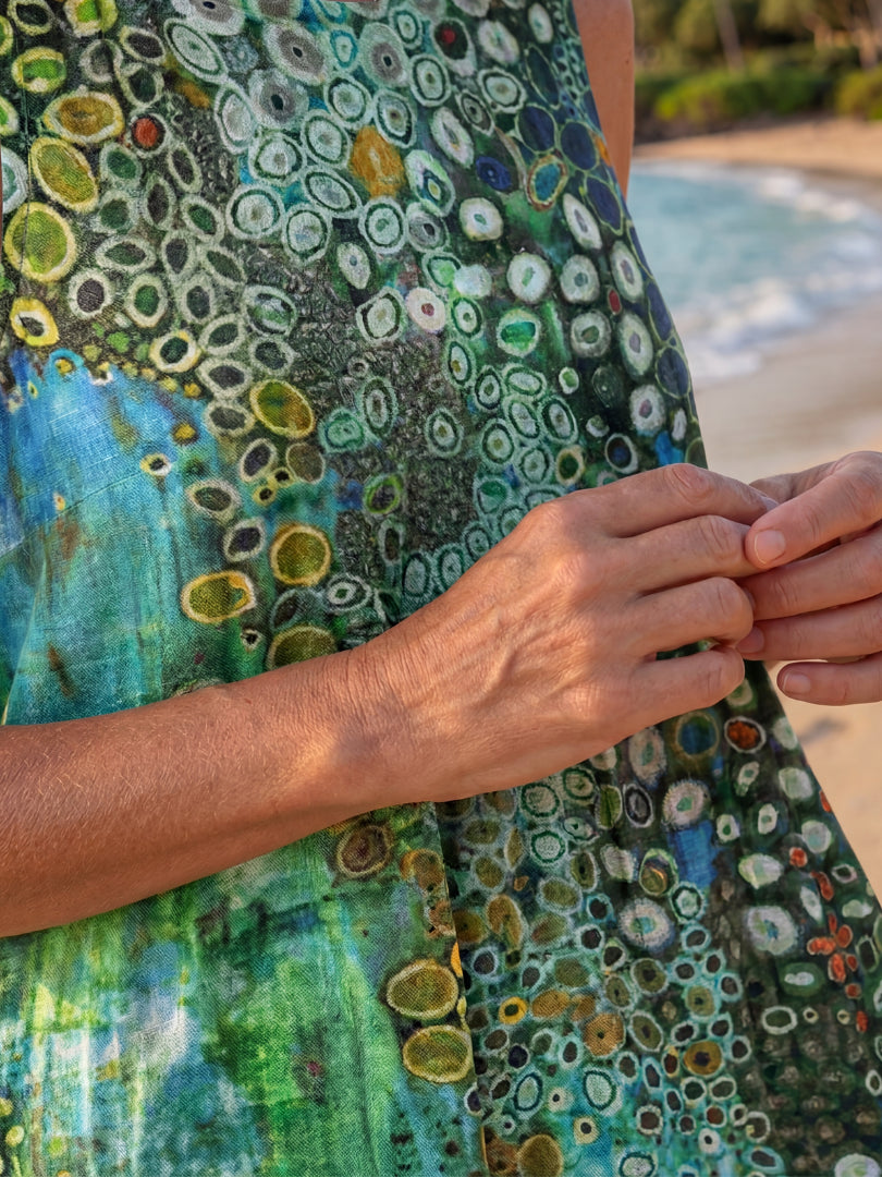 Midikleid für Damen – Mit Ozean-Mosaik-Muster & lebendigen Farben 4