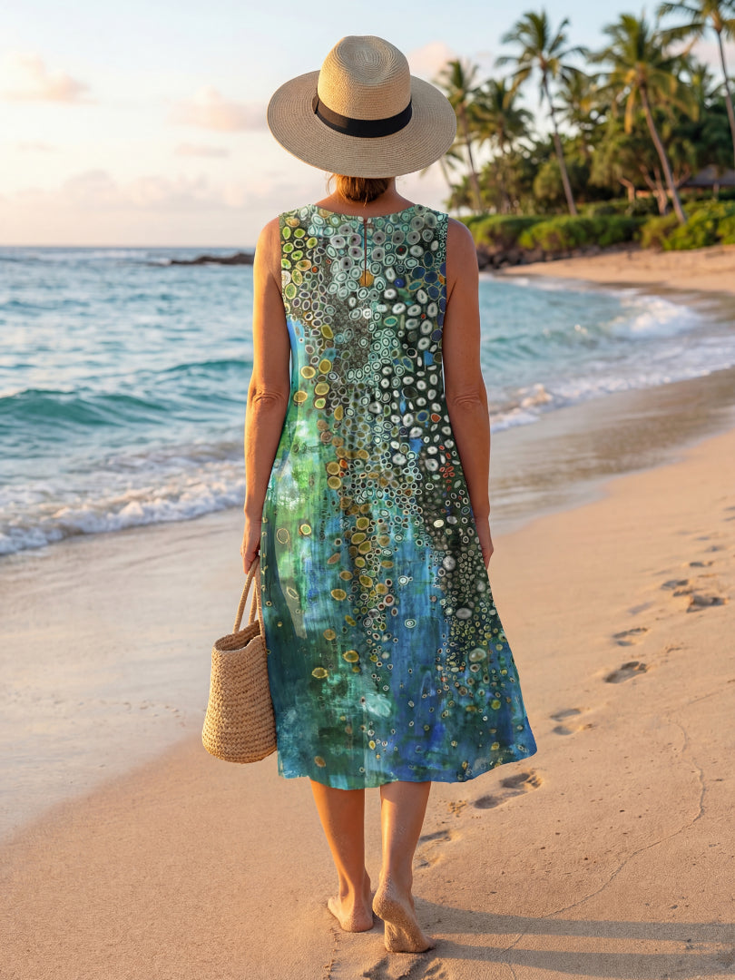 Midikleid für Damen – Mit Ozean-Mosaik-Muster & lebendigen Farben 5