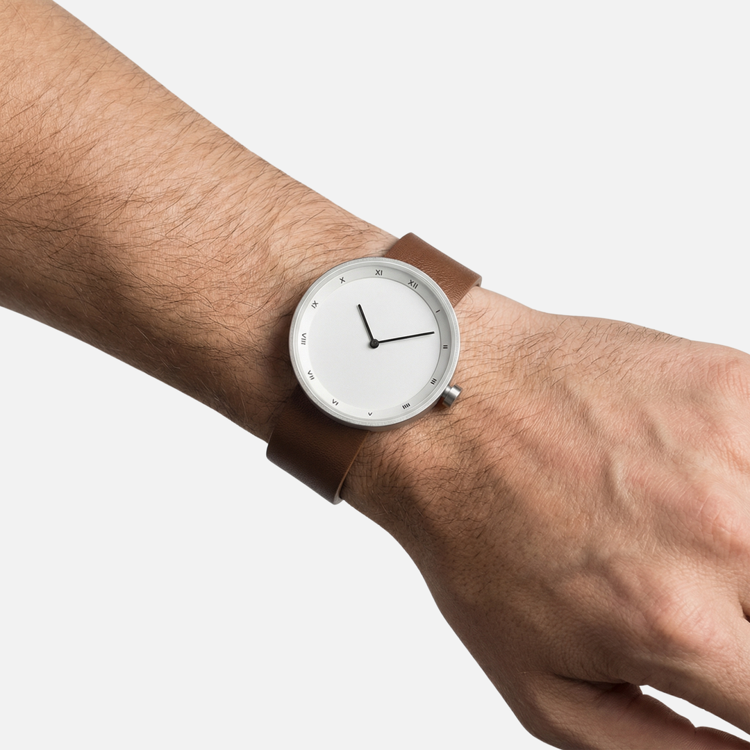 Minimalistische Armbanduhr mit rundem Zifferblatt für Herren