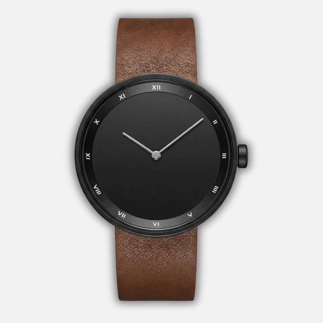 Minimalistische Armbanduhr mit rundem Zifferblatt für Herren