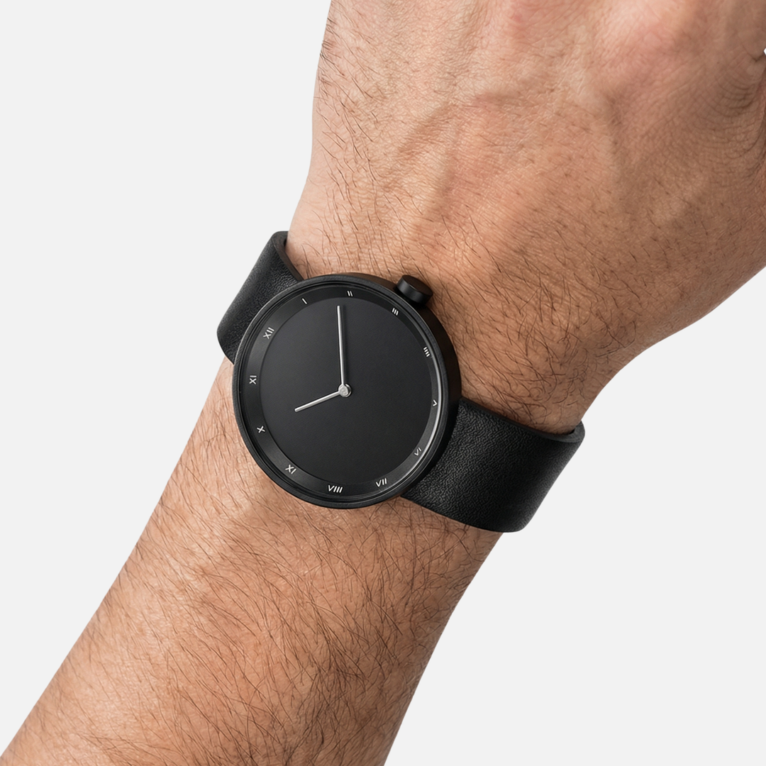 Minimalistische Armbanduhr mit rundem Zifferblatt für Herren