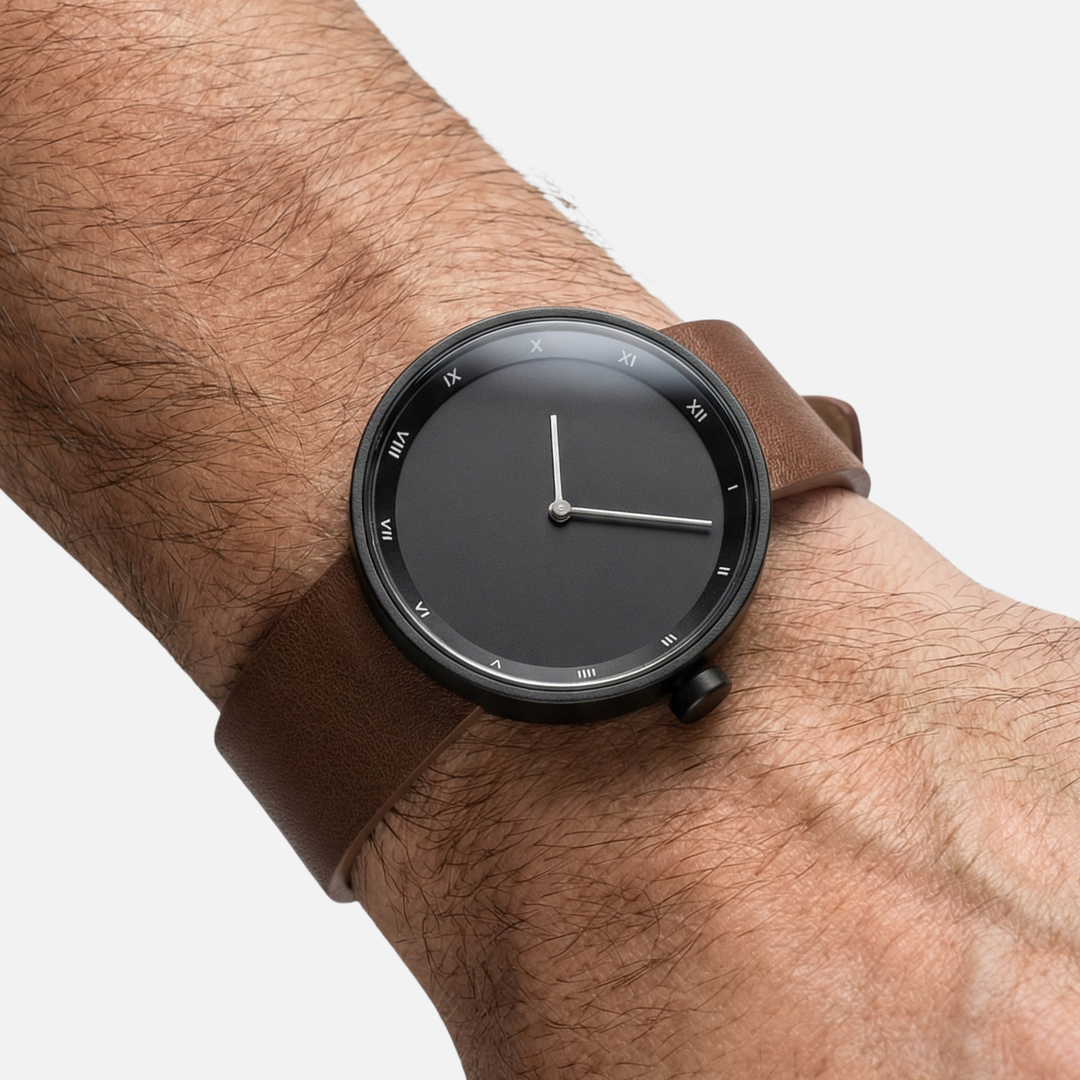 Minimalistische Armbanduhr mit rundem Zifferblatt für Herren