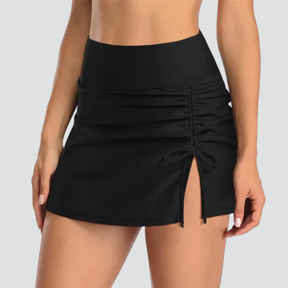 Modelująca Bade-Bikini-Rock für Damen – Hoher Bund mit Raffung 1