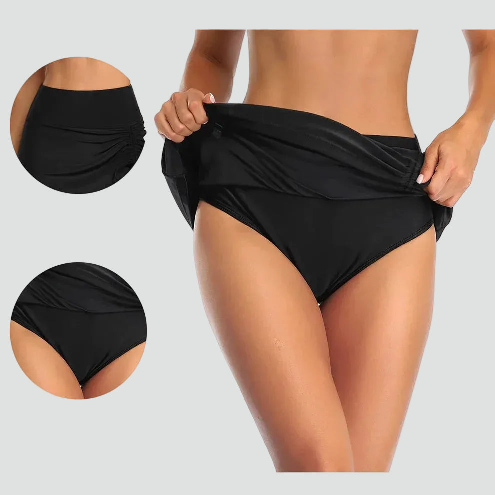 Modelująca Bade-Bikini-Rock für Damen – Hoher Bund mit Raffung 4
