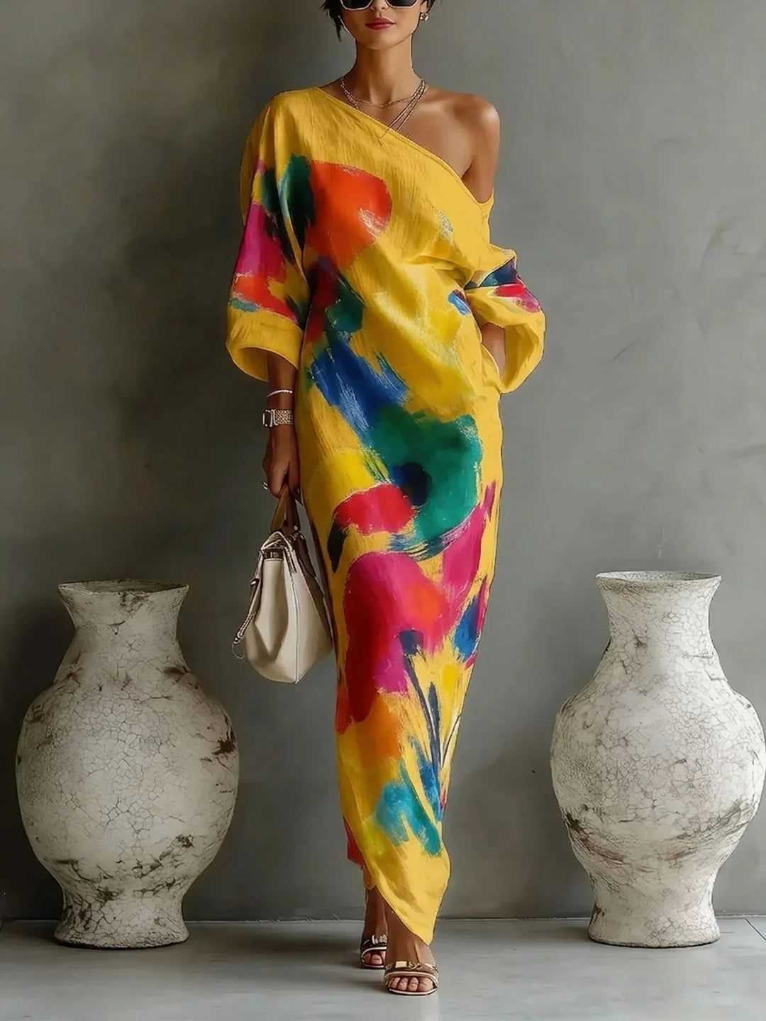 One-Shoulder-Maxikleid für Damen – Im Boho-Stil und fließend 1
