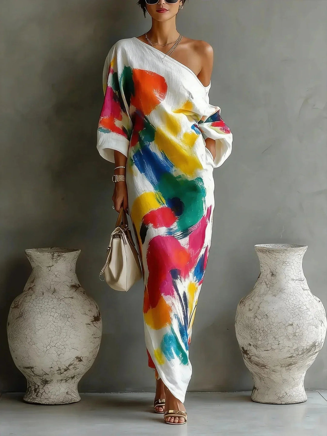 One-Shoulder-Maxikleid für Damen – Im Boho-Stil und fließend 3