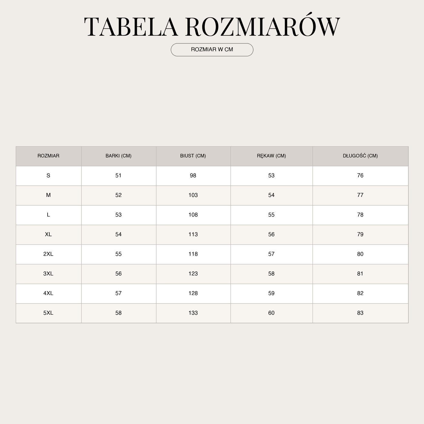 Oversize cotton blouse – loose fit for women size chart