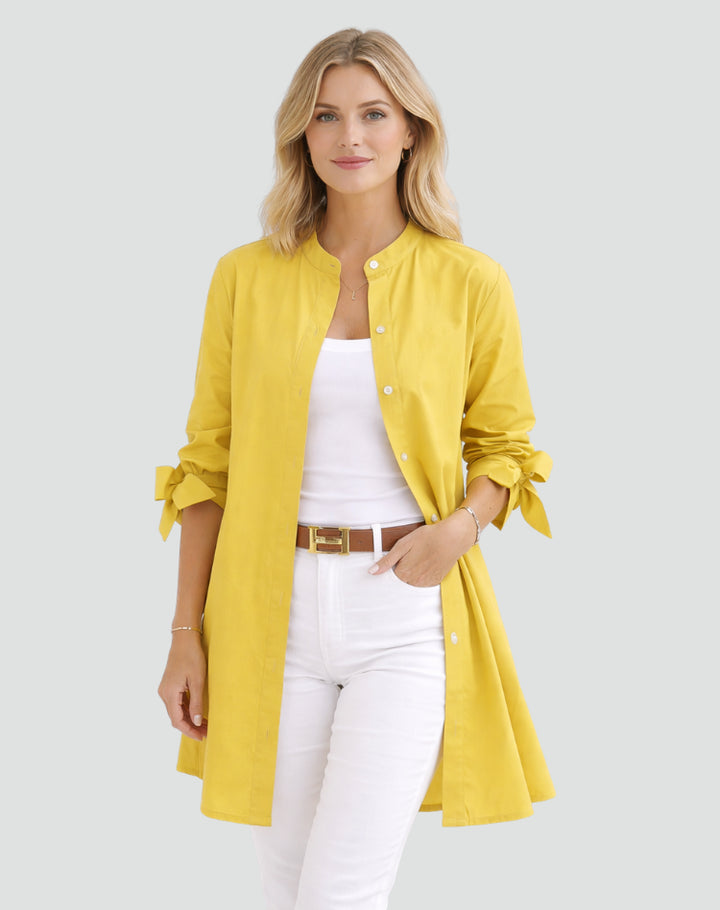 Oversize-Bluse für Damen – Lang geschnitten mit Bindedetails an den Ärmeln 1